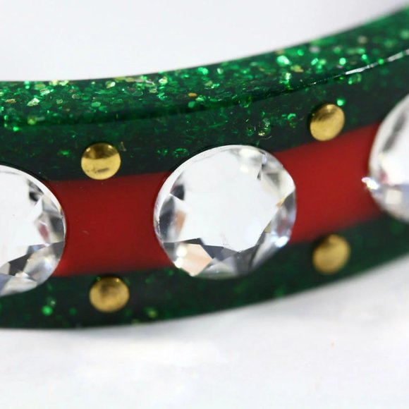 Gucci Open Stripe Cuff with Crystal Bee Red Green - Picture 6 of 16